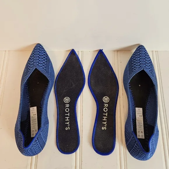 Rothy’s The Point Flat Womens Size 8 Lapis Python Blue Shoes