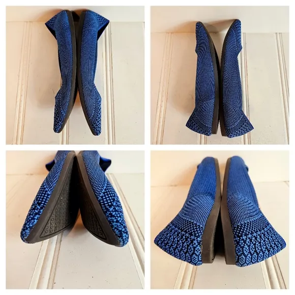 Rothy’s The Point Flat Womens Size 8 Lapis Python Blue Shoes