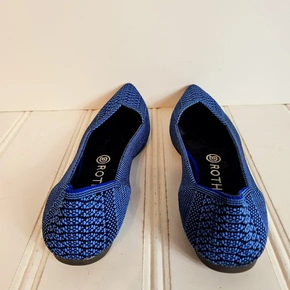 Rothy’s The Point Flat Womens Size 8 Lapis Python Blue Shoes