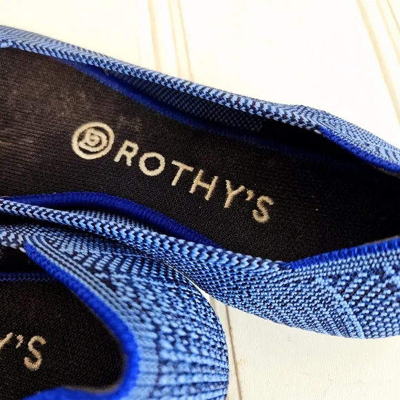 Rothy’s The Point Flat Womens Size 8 Lapis Python Blue Shoes