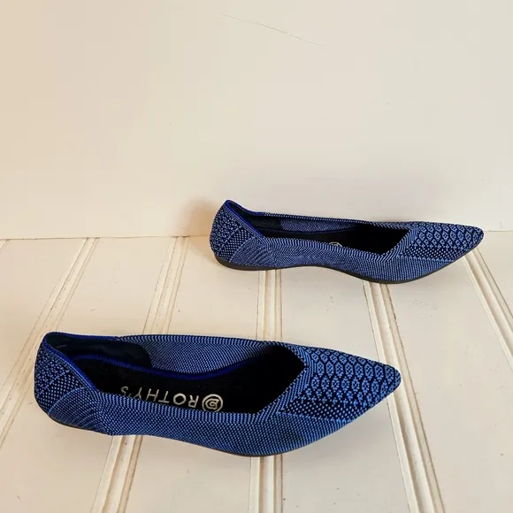 Rothy’s The Point Flat Womens Size 8 Lapis Python Blue Shoes