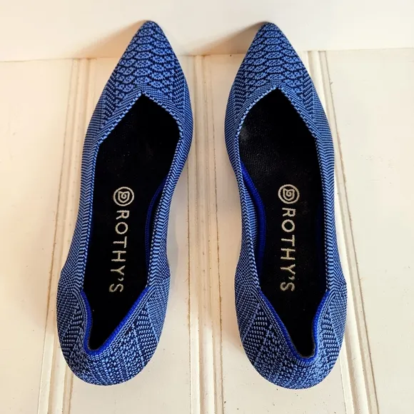 Rothy’s The Point Flat Womens Size 8 Lapis Python Blue Shoes