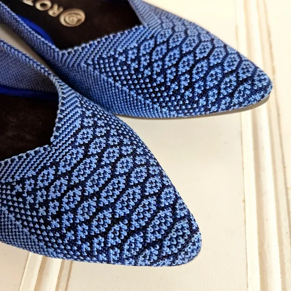 Rothy’s The Point Flat Womens Size 8 Lapis Python Blue Shoes