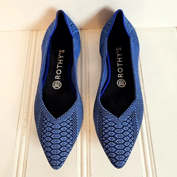 Rothy’s The Point Flat Womens Size 8 Lapis Python Blue Shoes