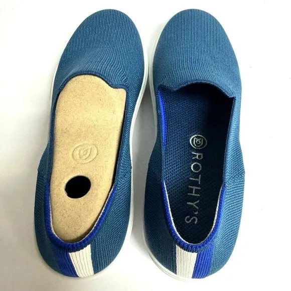 Rothy’s Womens The Sneaker Slip On Blue Slip On Shoes Size 7.5 M