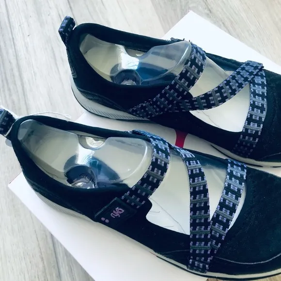 RYKA Kailee Black Purple Mesh Mary Janes Slip On Comfort Shoes,Size 6M