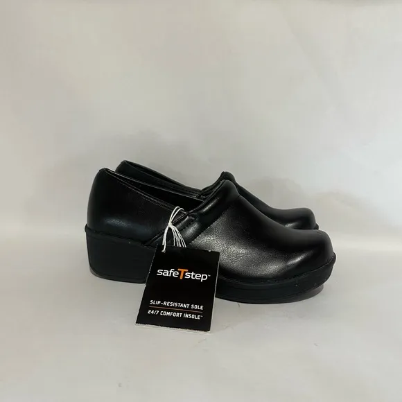Safe T Step  Comfort Slip Resistant Black Slip-On Safety Shoes