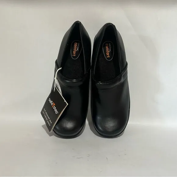 Safe T Step  Comfort Slip Resistant Black Slip-On Safety Shoes