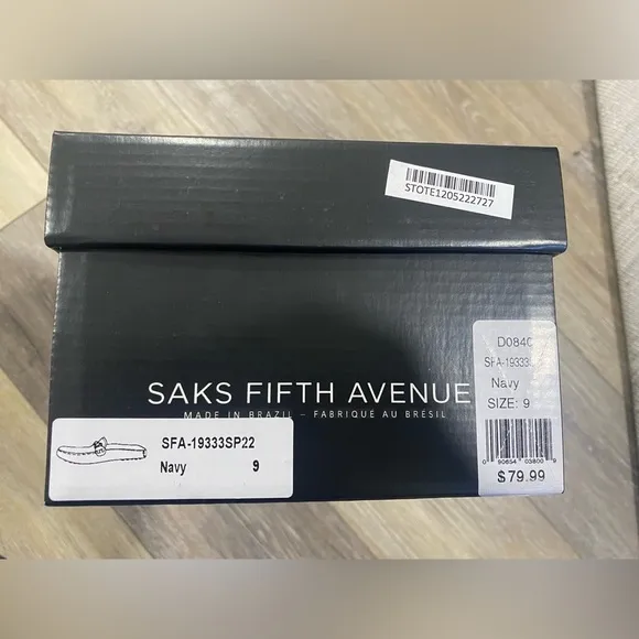 Saks Fifth Avenue Men’s Leather Bit Mules Size 9M Black (Box Says Navy) NIB