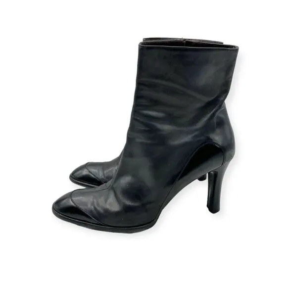 ☀️SALE☀️Tods Vintage Black Leather Heeled Midi Boots Size: 10