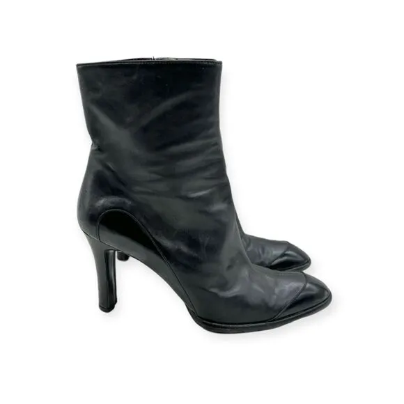 ☀️SALE☀️Tods Vintage Black Leather Heeled Midi Boots Size: 10