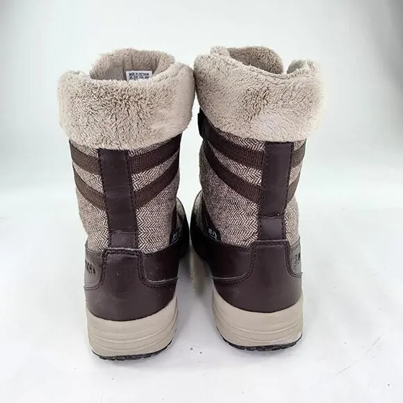Salomon Heika CS Waterproof Snow Boots US 8.5 Brown Faux Fur Winter Lace Boots