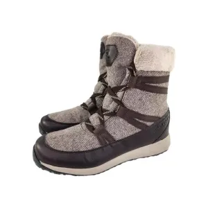 Salomon Heika CS Waterproof Snow Boots US 8.5 Brown Faux Fur Winter Lace Boots