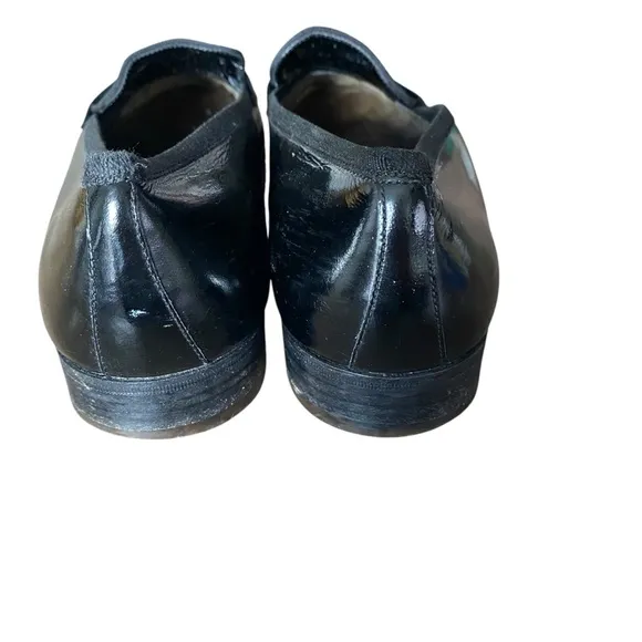 Salvatore Ferragamo Antoane Tuxedo Black Patent Leather Loafer Shoes size 10
