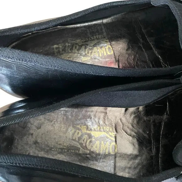 Salvatore Ferragamo Antoane Tuxedo Black Patent Leather Loafer Shoes size 10