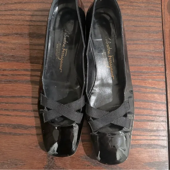 Salvatore Ferragamo Black Patent Shoes size 8