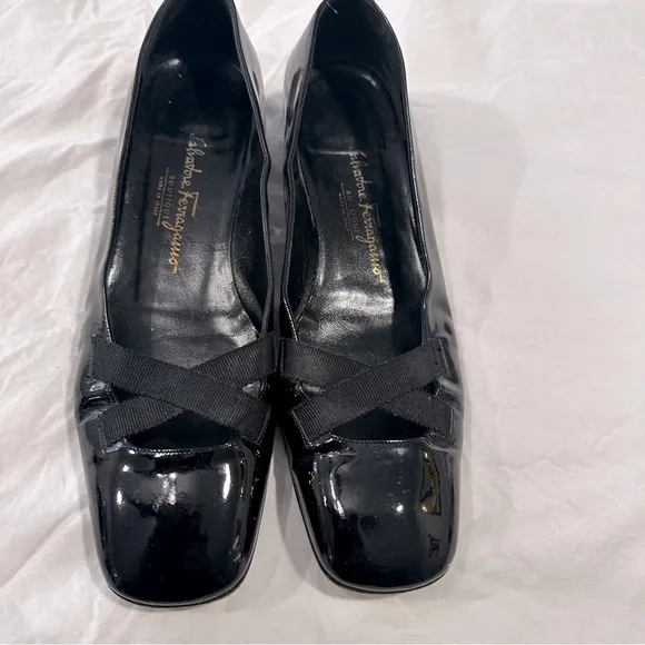 Salvatore Ferragamo Black Patent Shoes size 8