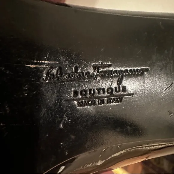 Salvatore Ferragamo Black Patent Shoes size 8