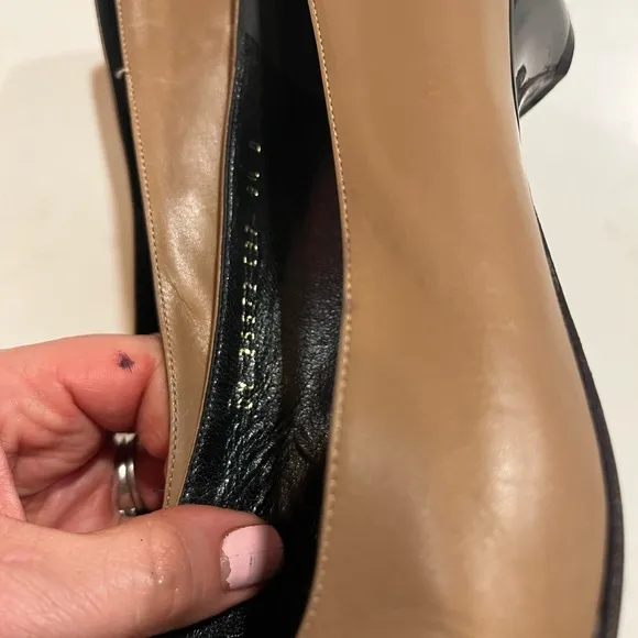 Salvatore Ferragamo Boutique Black Nude Wedge Pumps Shoes Size 9.5B