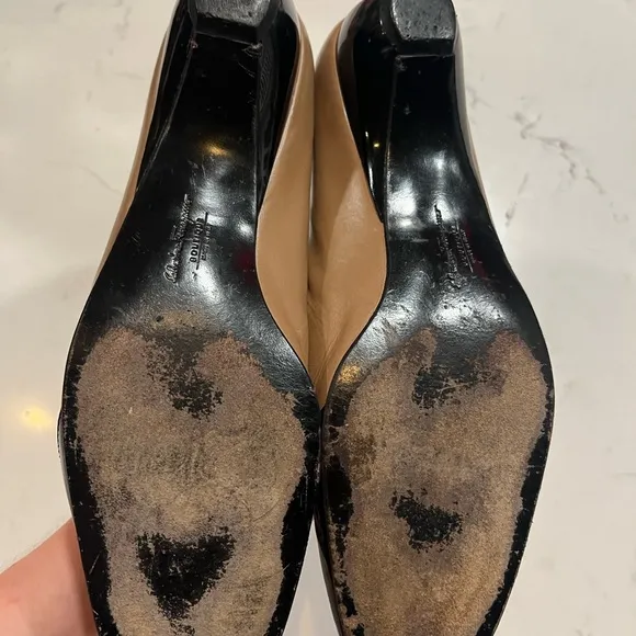 Salvatore Ferragamo Boutique Black Nude Wedge Pumps Shoes Size 9.5B