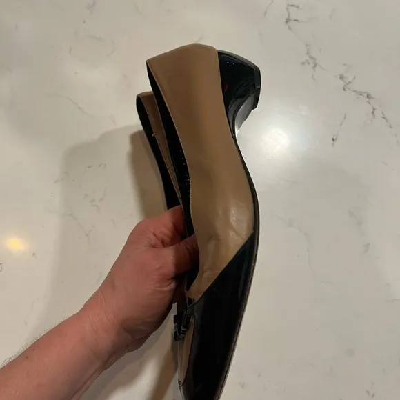 Salvatore Ferragamo Boutique Black Nude Wedge Pumps Shoes Size 9.5B