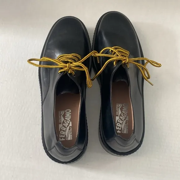 Salvatore Ferragamo Chunky Leather Derby Shoes Men's Size 8.5