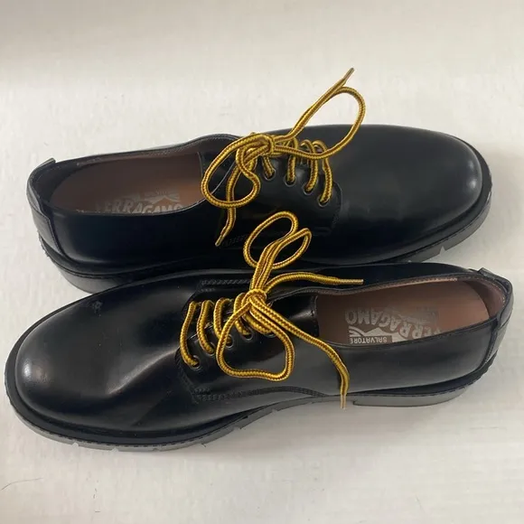 Salvatore Ferragamo Chunky Leather Derby Shoes Men's Size 8.5