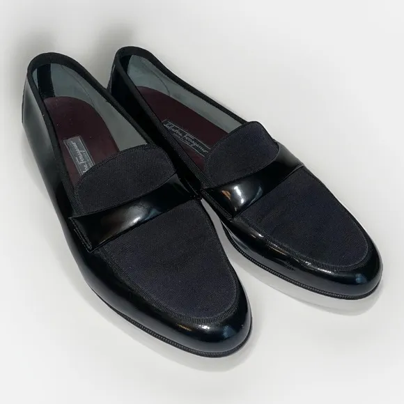 Salvatore Ferragamo Dress Shoes TUXEDO Formal BLACK Made in Italy Size: 12 D