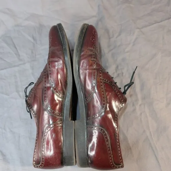 Salvatore Ferragamo Red Patent Leather Brogue Wingtip Oxford Derby Dress Size 10