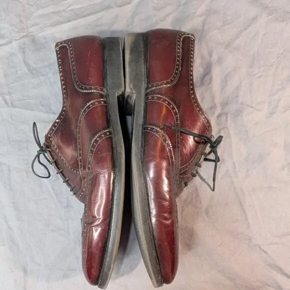 Salvatore Ferragamo Red Patent Leather Brogue Wingtip Oxford Derby Dress Size 10