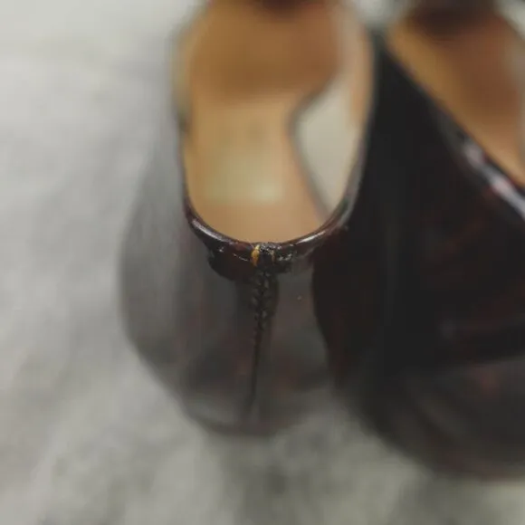 Salvatore Ferragamo Vara Cap Toe Bow Heels‎ Brown Tortoise Patent