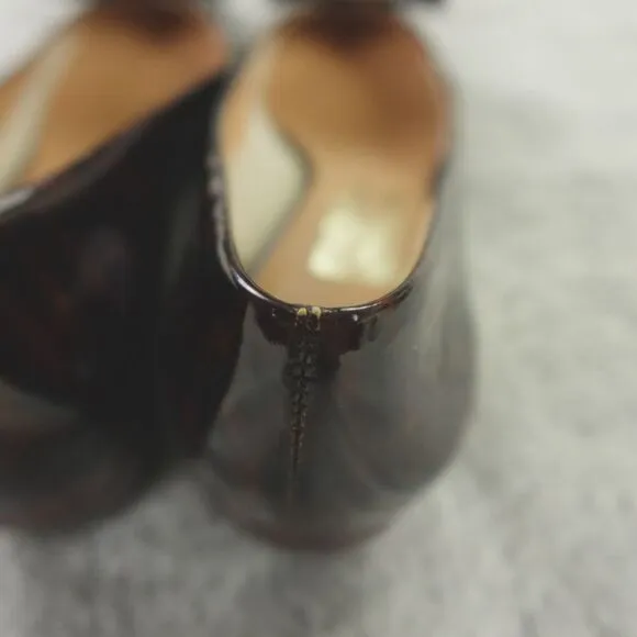 Salvatore Ferragamo Vara Cap Toe Bow Heels‎ Brown Tortoise Patent