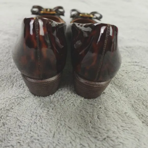 Salvatore Ferragamo Vara Cap Toe Bow Heels‎ Brown Tortoise Patent