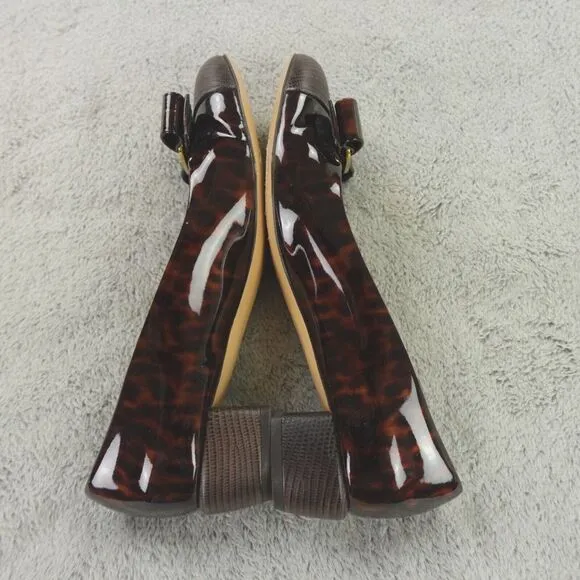 Salvatore Ferragamo Vara Cap Toe Bow Heels‎ Brown Tortoise Patent