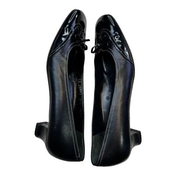 Salvatore Ferragamo Women's Dress Pump Shoes Wing Tip Low Heels Black Size 7.5