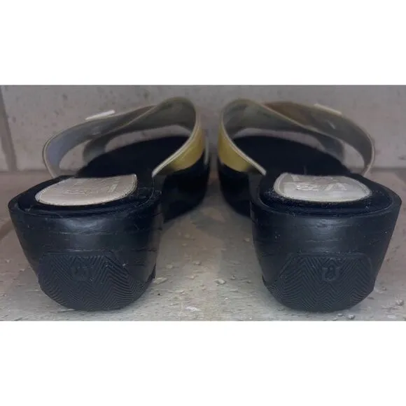 Salvatore Ferragamo Women’s Patent Leather Yellow Wedge Sandal Size 10