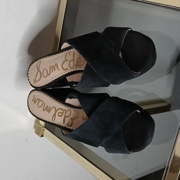 Sam Edelman black chunky heel sandals size 8