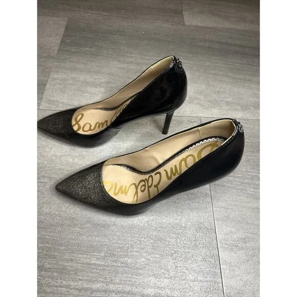 Sam Edelman Hazel Black/Gold Degrade Crystal Patent Dress Pumps 8.5