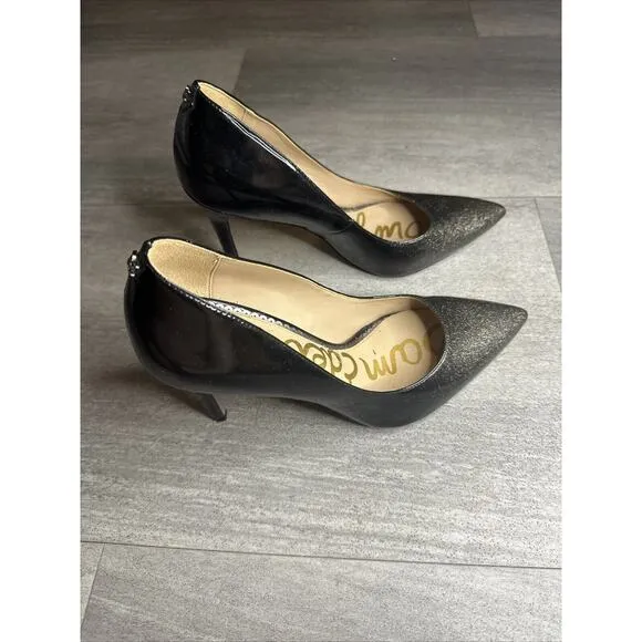 Sam Edelman Hazel Black/Gold Degrade Crystal Patent Dress Pumps 8.5