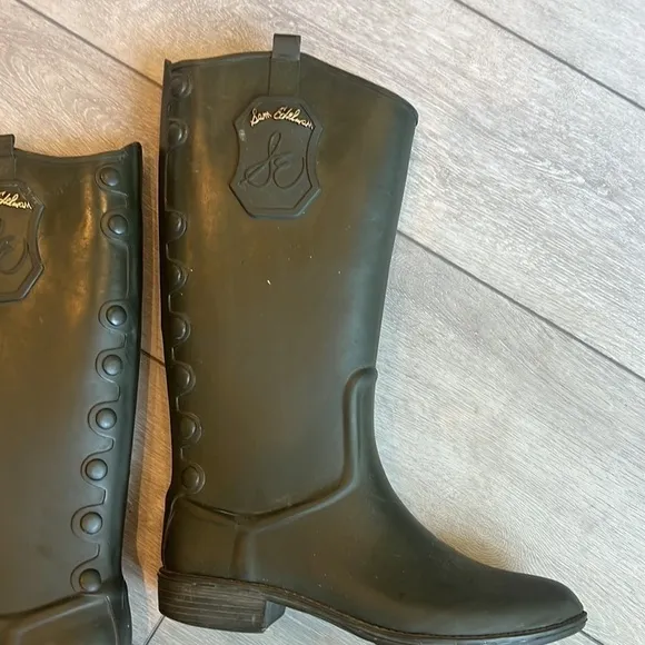 Sam Edelman olive slip on hunter style tall waterproof rain boots size 11