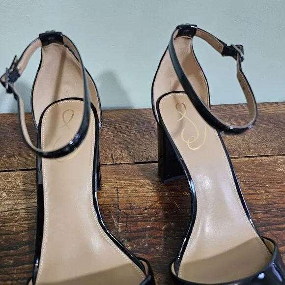Sam Edelman Robyn Faux Patent Leather Chunky Block Heels Womens 9.5 WIDE