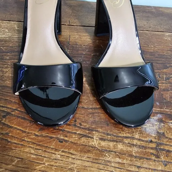Sam Edelman Robyn Faux Patent Leather Chunky Block Heels Womens 9.5 WIDE
