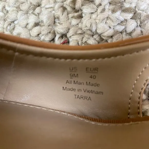 Sam Edelman Tarra Heels Size 9 Tan Black Patent Square Slingback Business Casual