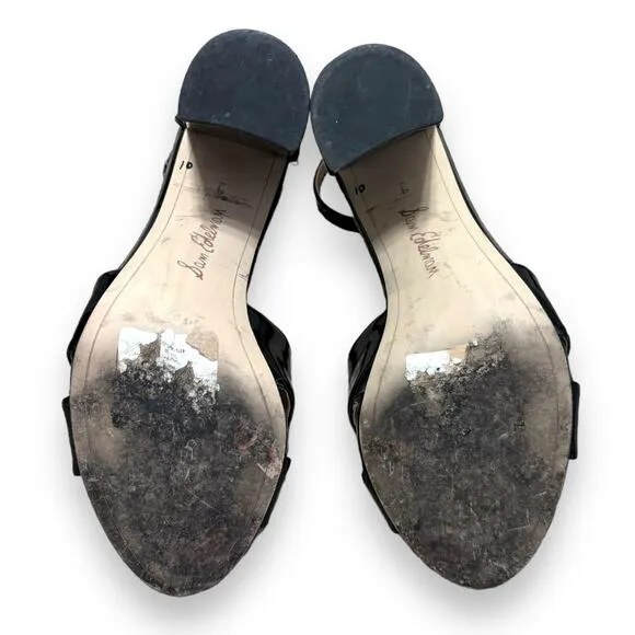 Sam Edelman Yancy Black Patent Leather Ankle Strap Block Heels Women's Size 9