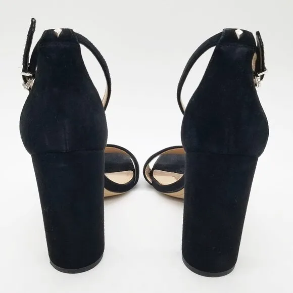 Sam Edelman Yaro Black Suede Ankle Strap Sandal 8.5 Block Heel $130 Party Events
