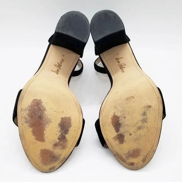 Sam Edelman Yaro Black Suede Ankle Strap Sandal 8.5 Block Heel $130 Party Events