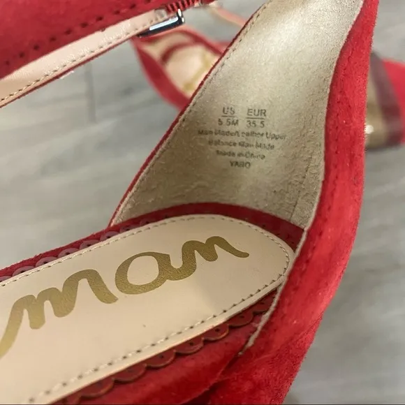 Sam Edelman | Yaro Red PVC Ankle Strap Sandals 5.5