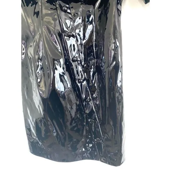 Sandra Mansour Faux Patent Leather Ruffled Dress IT38