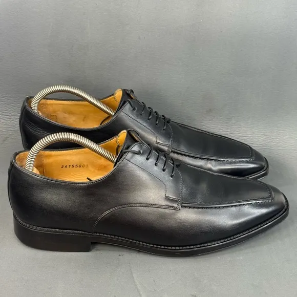 Santoni Men’s Size 10 Black Leather Dress Shoes – Made in Italy