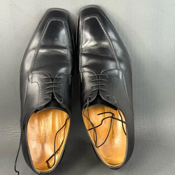 Santoni Men’s Size 10 Black Leather Dress Shoes – Made in Italy